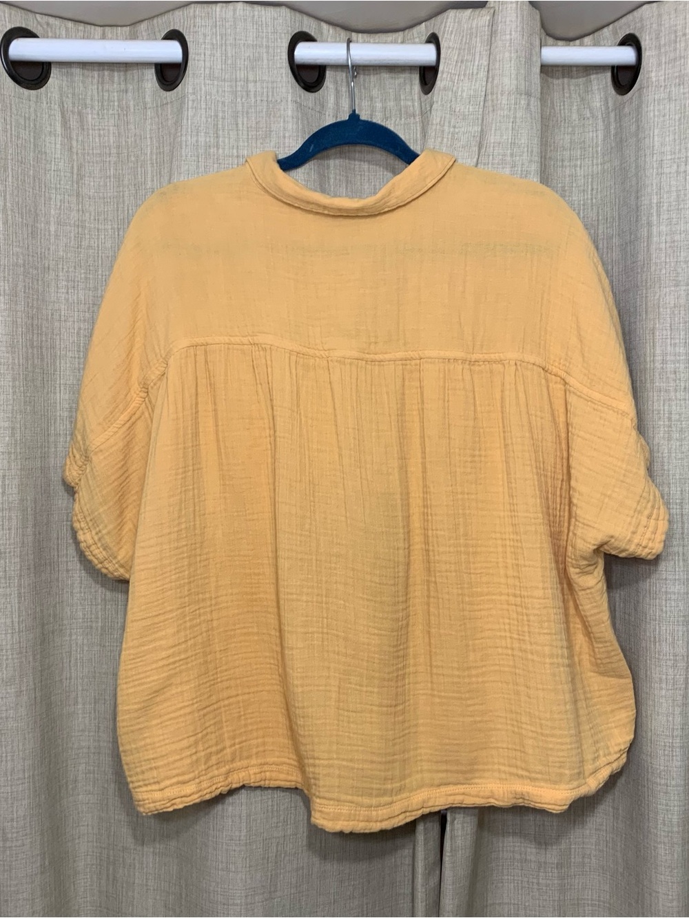 Orange Gauze Button-Down Shirt Cotton Relaxe Boxy Fit XXL Short Sleeves - Picture 8 of 9